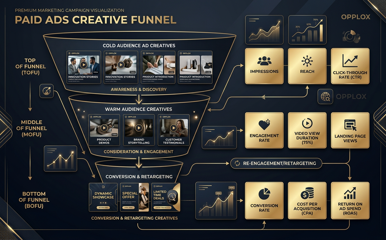Paid Ads Creative Funnel — premium marketing showcase concept by Opplox