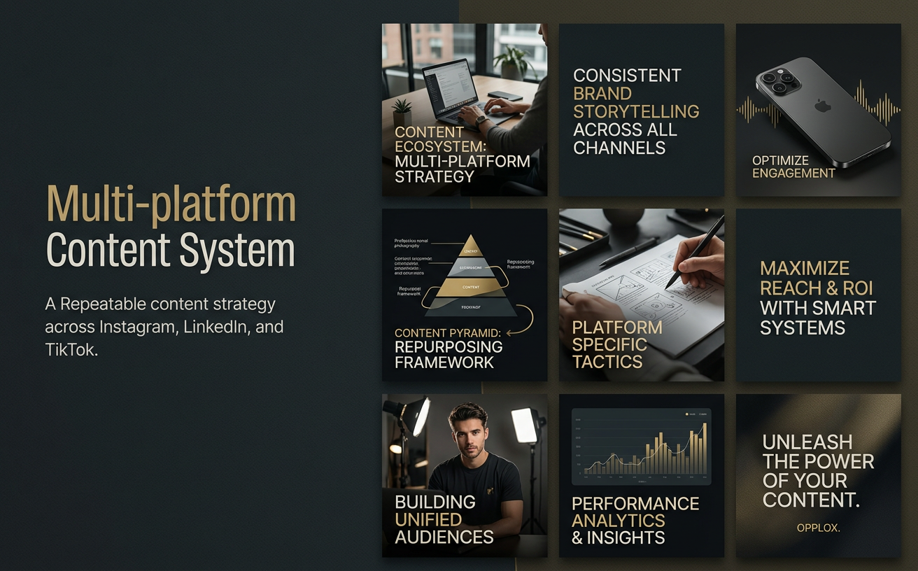 Multi-platform Content System — premium social media management showcase concept by Opplox