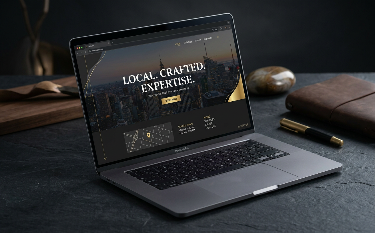 Local Business Landing Website — premium web development showcase concept by Opplox