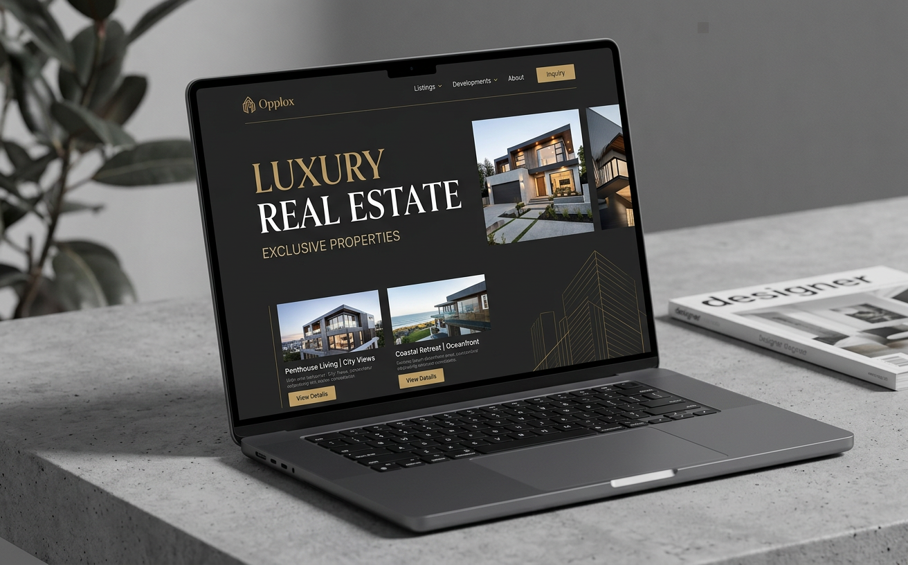 Luxury Real Estate Website — premium web development showcase concept by Opplox